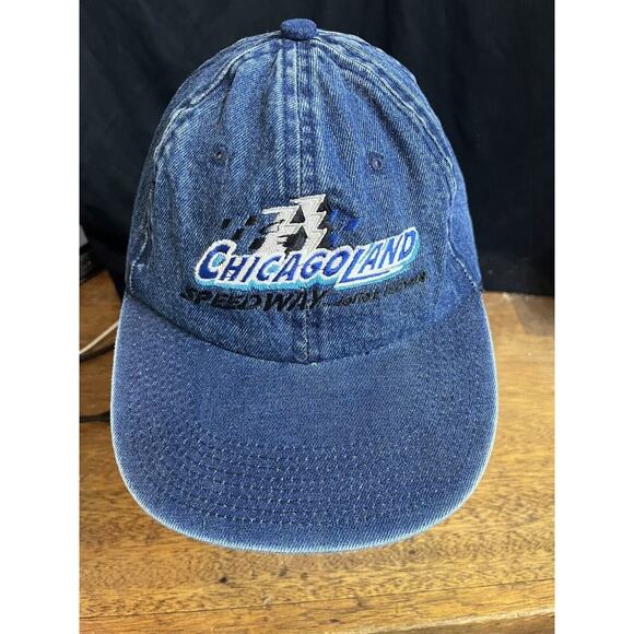 Chicagoland Speedway Chicago‎ IL Denim Hat Cap Rare Vintage Strap Back Kudzu - Picture 1 of 4